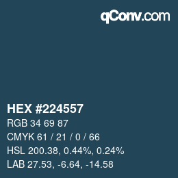 Código de color: HEX #224557 | qconv.com