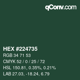 Código de color: HEX #224735 | qconv.com