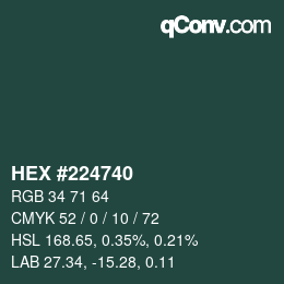 Color code: HEX #224740 | qconv.com