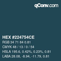 Code couleur: HEX #224754CE | qconv.com
