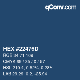 颜色代码: HEX #22476D | qconv.com