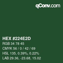 カラーコード: HEX #224E2D | qconv.com