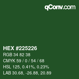 カラーコード: HEX #225226 | qconv.com