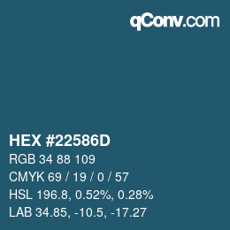 Color code: HEX #22586D | qconv.com