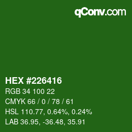 カラーコード: HEX #226416 | qconv.com