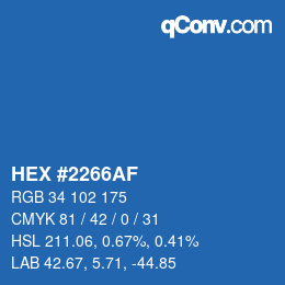 Farbcode: HEX #2266AF | qconv.com