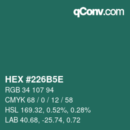 Código de color: HEX #226B5E | qconv.com