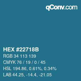 Color code: HEX #22718B | qconv.com