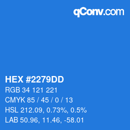 颜色代码: HEX #2279DD | qconv.com