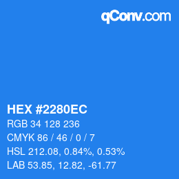 Color code: HEX #2280EC | qconv.com