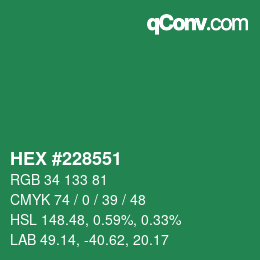 カラーコード: HEX #228551 | qconv.com