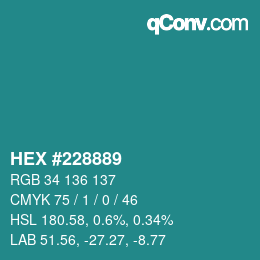 Color code: HEX #228889 | qconv.com