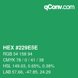 Color code: HEX #229E5E | qconv.com