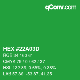 Color code: HEX #22A03D | qconv.com