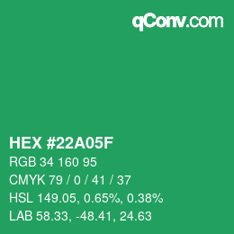 Color code: HEX #22A05F | qconv.com