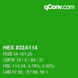 Color code: HEX #22A114 | qconv.com