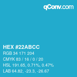 Color code: HEX #22ABCC | qconv.com