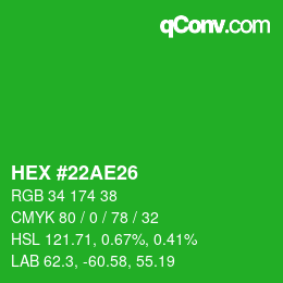 Color code: HEX #22AE26 | qconv.com