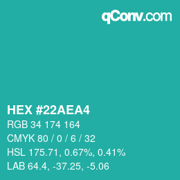 Color code: HEX #22AEA4 | qconv.com