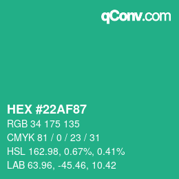 Color code: HEX #22AF87 | qconv.com