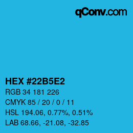 Color code: HEX #22B5E2 | qconv.com