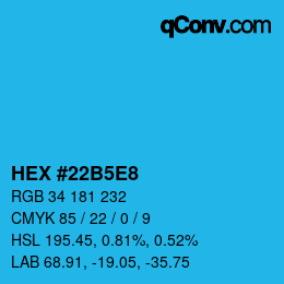 カラーコード: HEX #22B5E8 | qconv.com