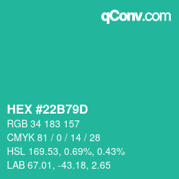 Color code: HEX #22B79D | qconv.com
