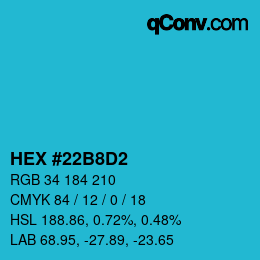 カラーコード: HEX #22B8D2 | qconv.com