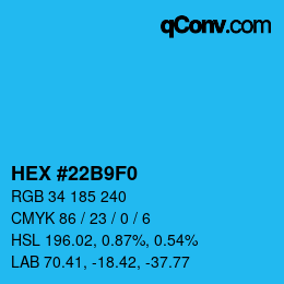 Color code: HEX #22B9F0 | qconv.com