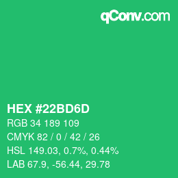 Color code: HEX #22BD6D | qconv.com