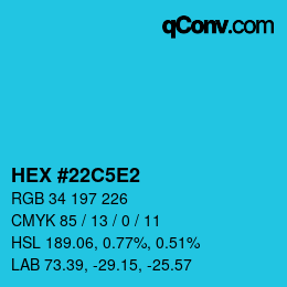 Código de color: HEX #22C5E2 | qconv.com
