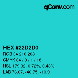 Color code: HEX #22D2D0 | qconv.com