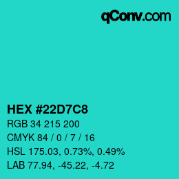 Color code: HEX #22D7C8 | qconv.com