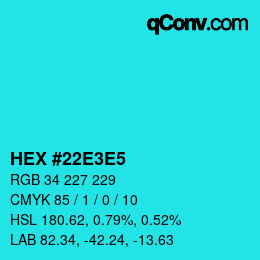 Color code: HEX #22E3E5 | qconv.com