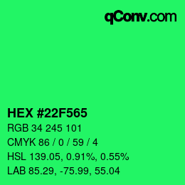 Color code: HEX #22F565 | qconv.com