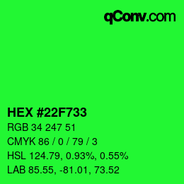 Color code: HEX #22F733 | qconv.com