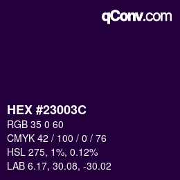 Color code: HEX #23003C | qconv.com