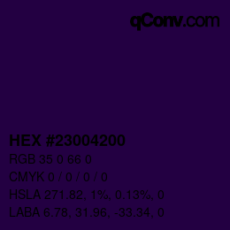 Farbcode: HEX #23004200 | qconv.com