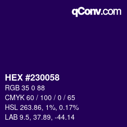 颜色代码: HEX #230058 | qconv.com