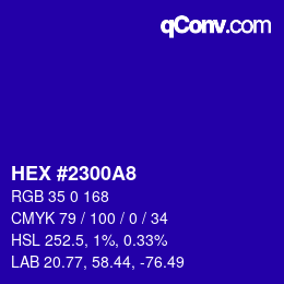 Color code: HEX #2300A8 | qconv.com