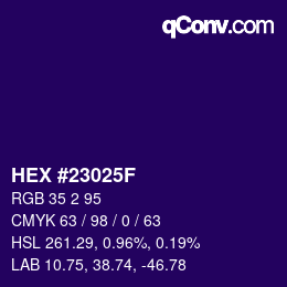 Color code: HEX #23025F | qconv.com