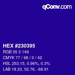 Color code: HEX #230395 | qconv.com
