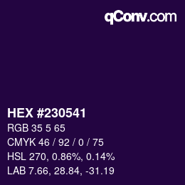 颜色代码: HEX #230541 | qconv.com