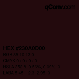 Color code: HEX #230A0D00 | qconv.com