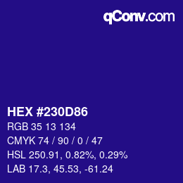 カラーコード: HEX #230D86 | qconv.com