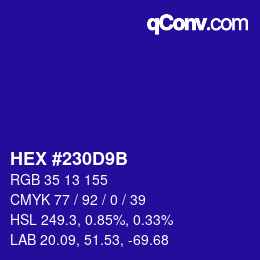 Color code: HEX #230D9B | qconv.com
