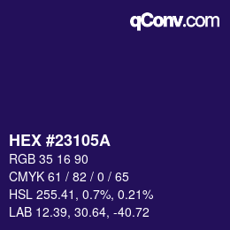 Color code: HEX #23105A | qconv.com