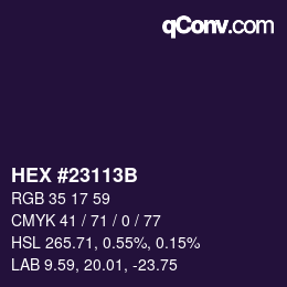 Farbcode: HEX #23113B | qconv.com