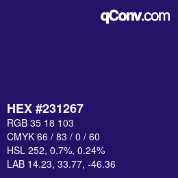 カラーコード: HEX #231267 | qconv.com