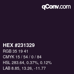 Color code: HEX #231329 | qconv.com